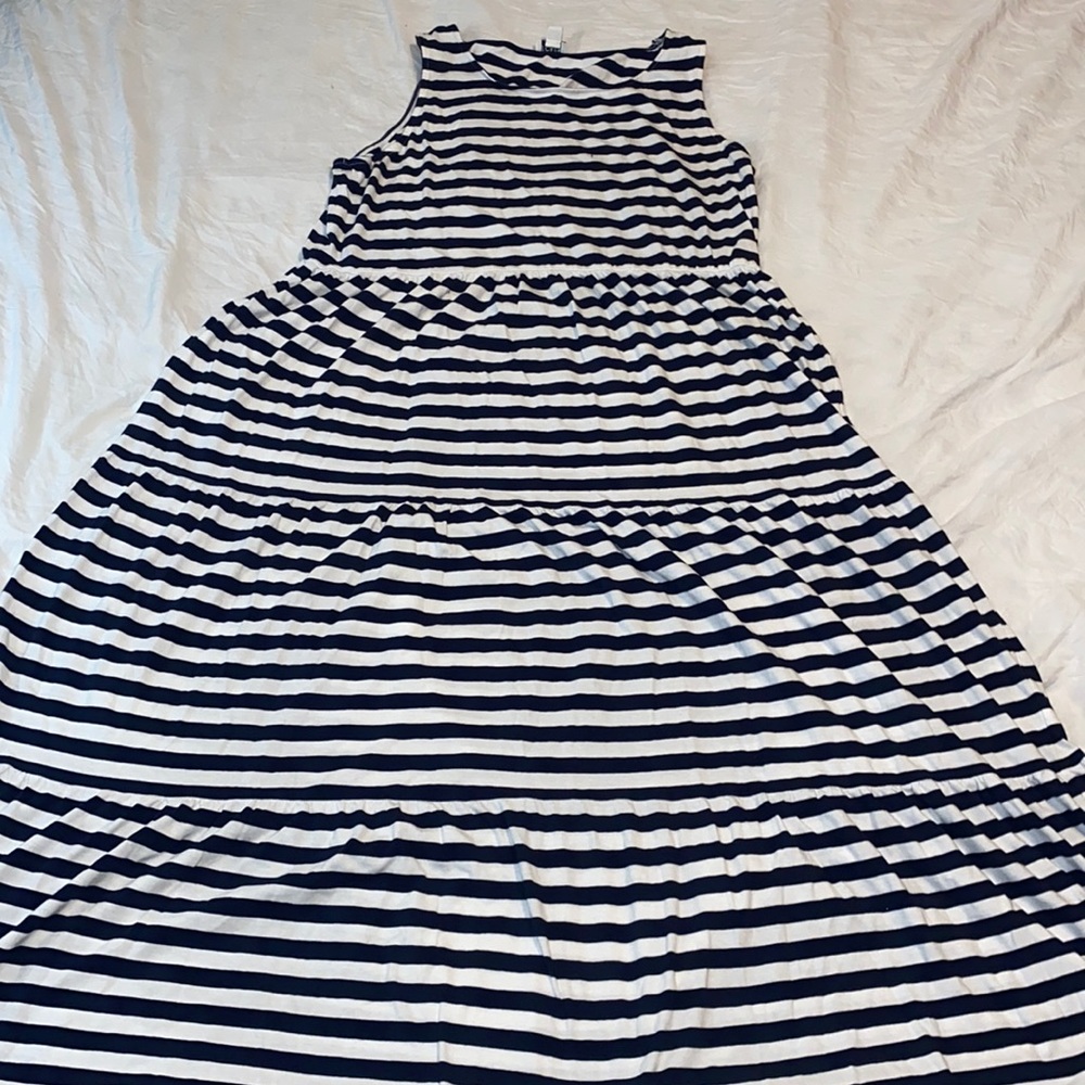 J. Crew Black and White Striped Maxi Dress XL